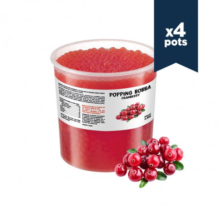 Perles de fruit Cranberry Bubble tea - Popping Bobba (Carton 3,4kg x 4)