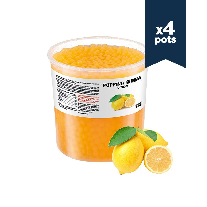 Perles de fruit - Citron - 4x3,4kg - Bubble tea - Popping Bobba