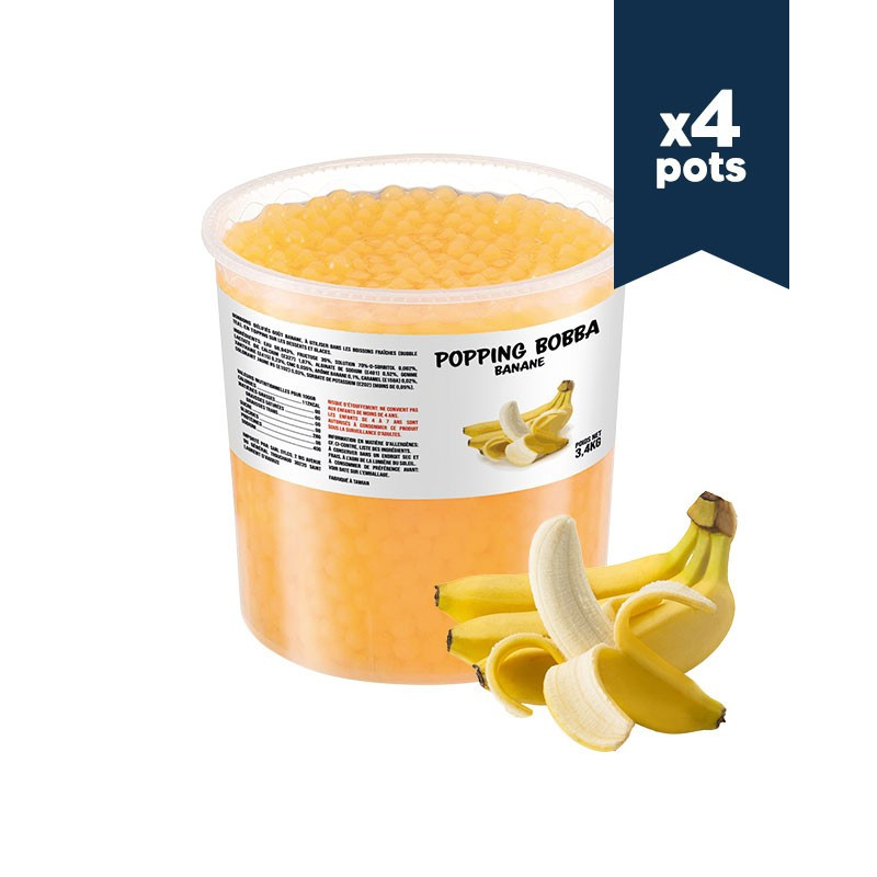 Perles de fruit - Banane - 4x3,4kg - Bubble tea - Popping Bobba