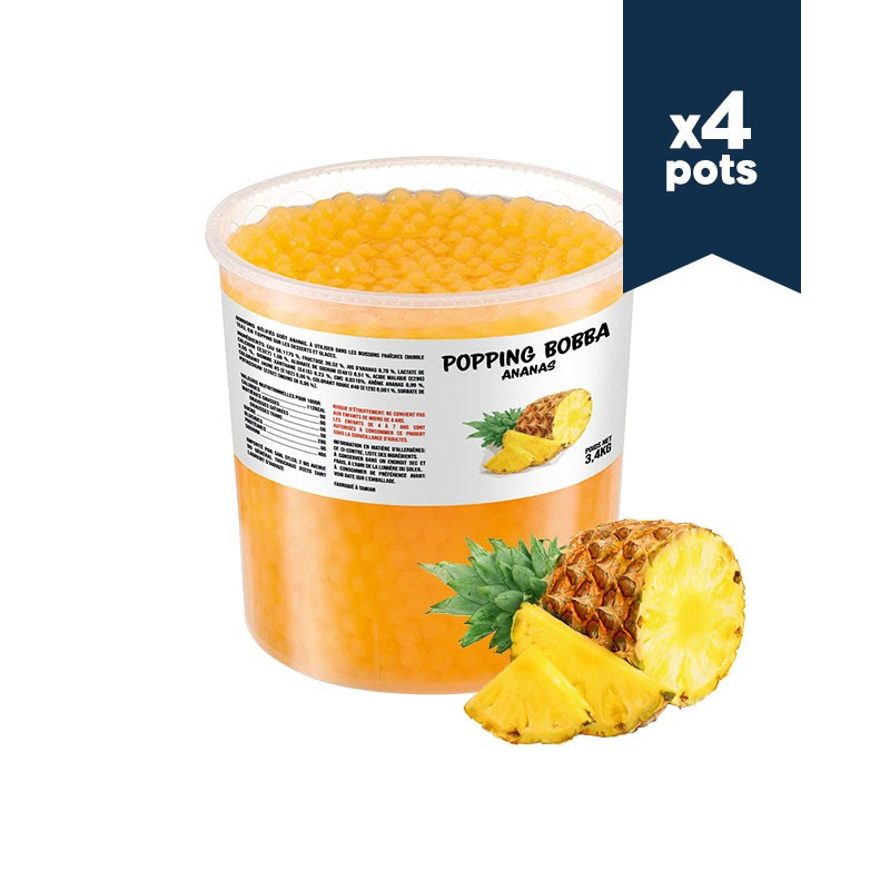 Perles de fruit - Ananas - 4x3,4kg - Bubble tea - Popping Bobba